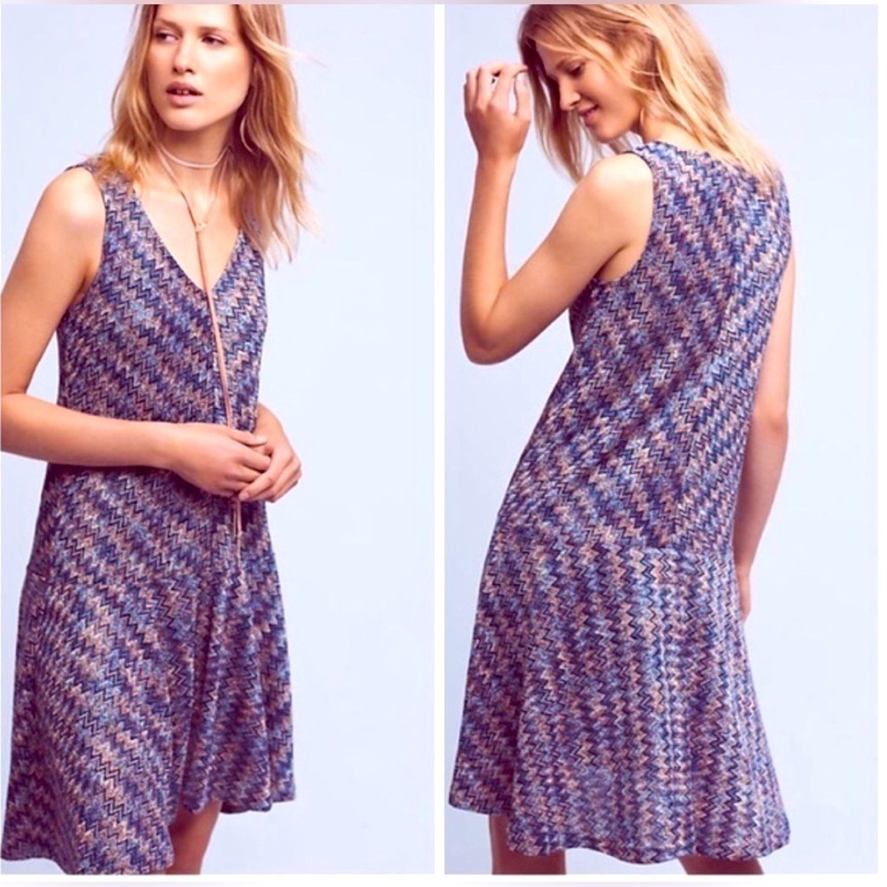 Maeve Anthropologie Drop Waist Zigzag Dress M